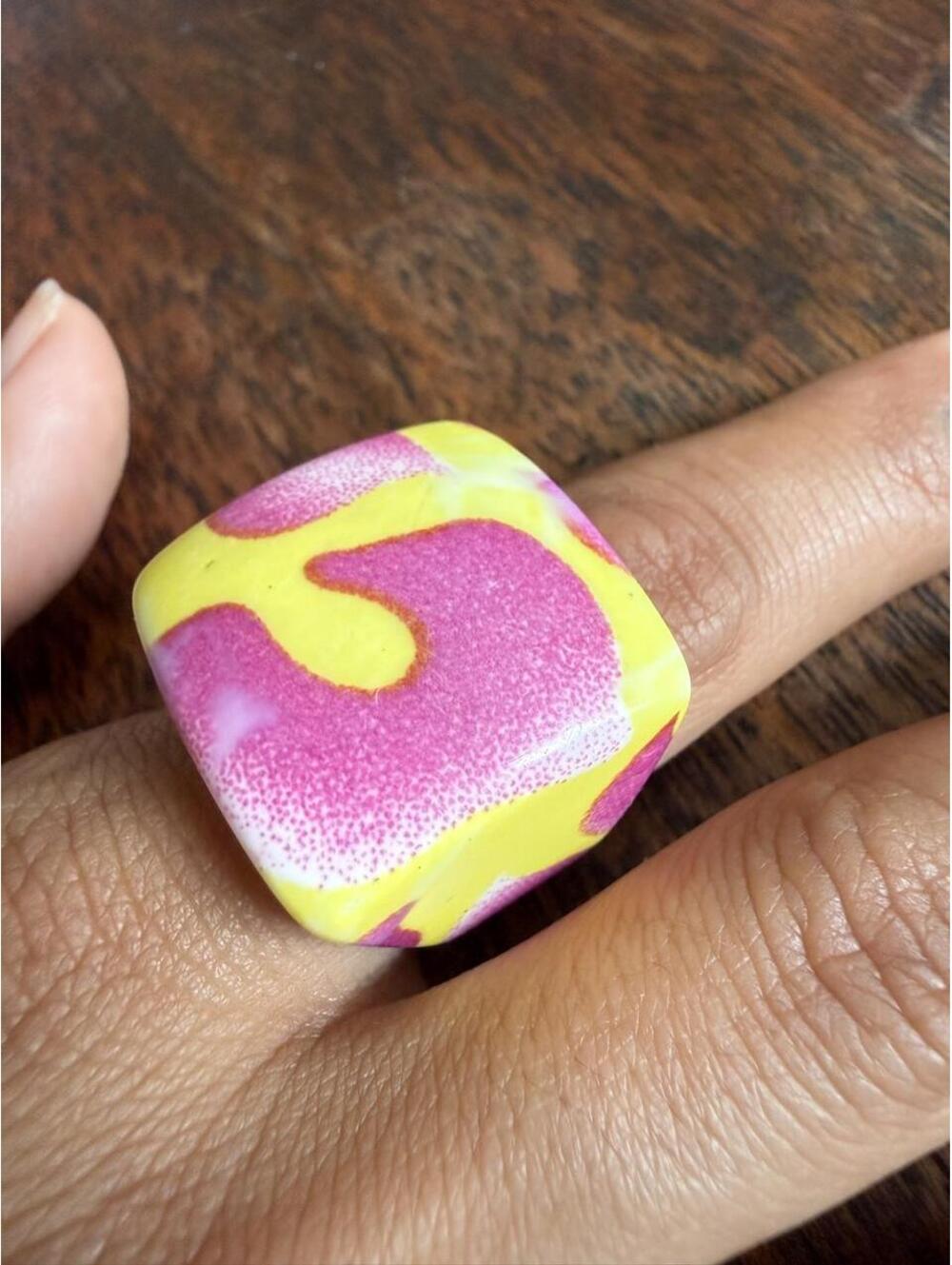 Chunky Neon Acrylic Statement Ring | Size 8